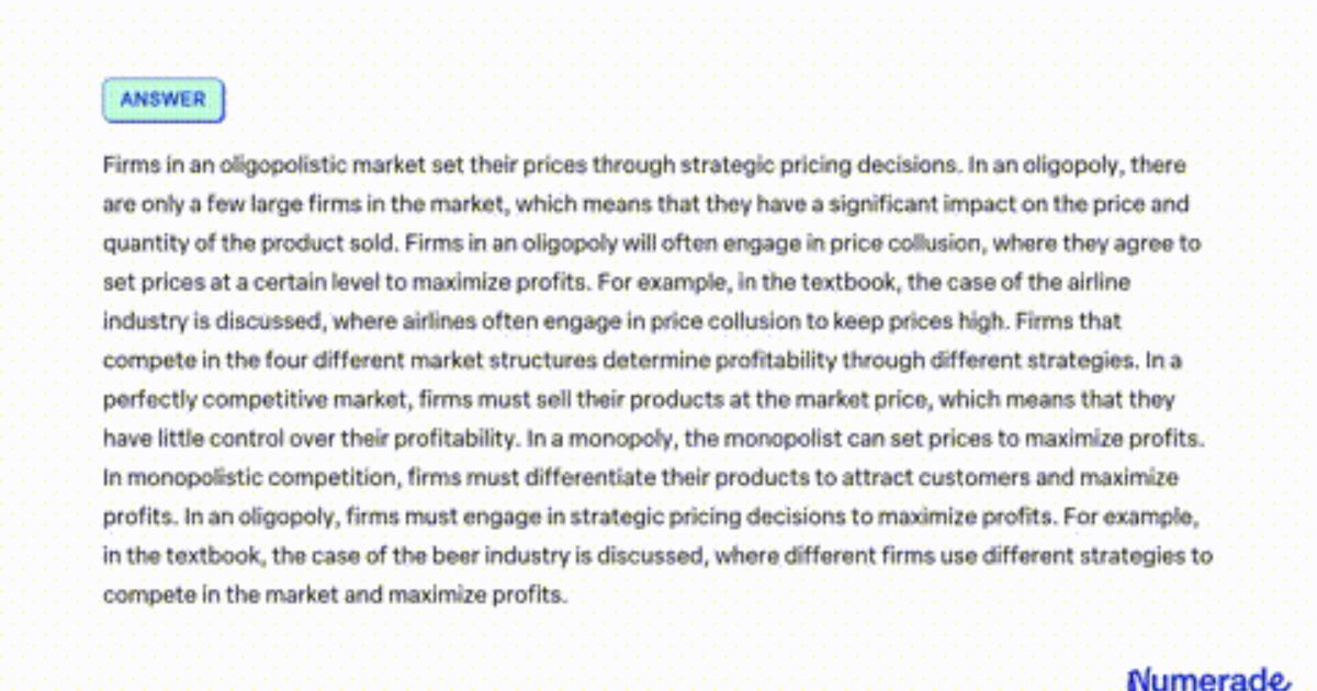 How Do Firms In An Oligopolistic Market Set Their Prices